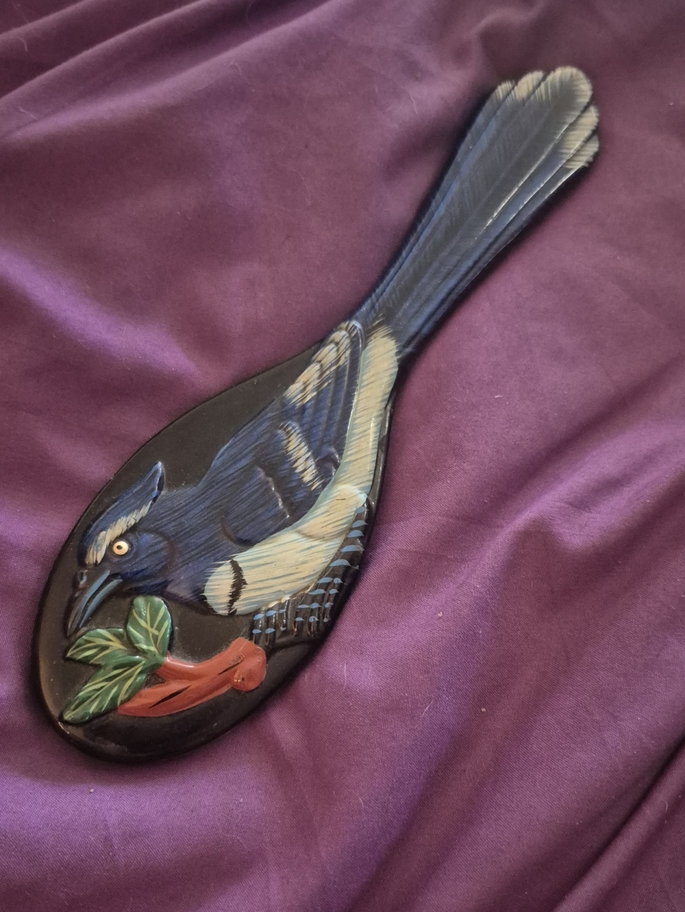 Hand-Painted Blue Bird Hsnd Mirror - Decorative Pets Bird Accent